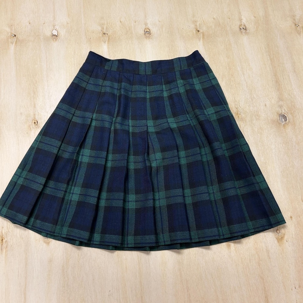 Vintage Joule Energy Skirt Girls 7 Green Plaid Pleated Twill School Uniform